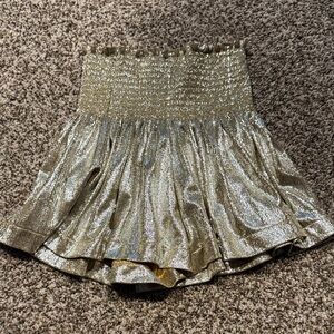 QUEEN OF SPARKLES Girl Shiny Gold Swing Short Size XL